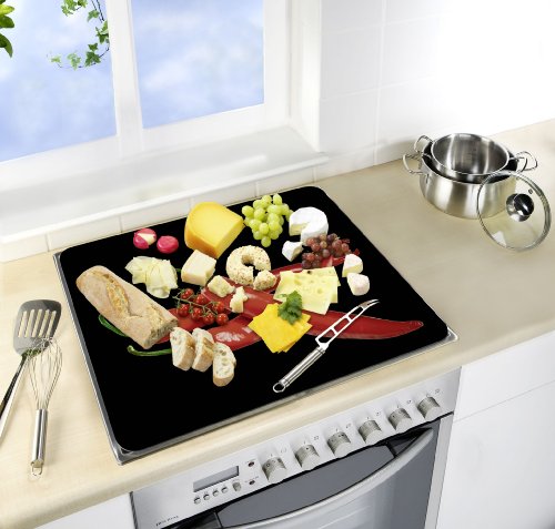 WENKO Multi-Platte Sonnenblumenfeld - Schneidbrett & Herdabdeckung 56x50cm